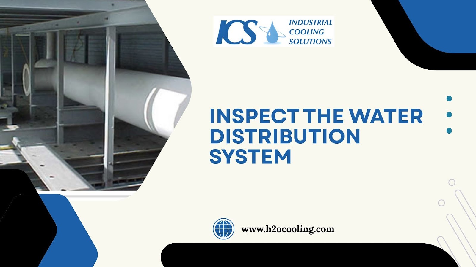 "ICS card ""Inspect the Water Distribution System"" with a header pipe photograph"